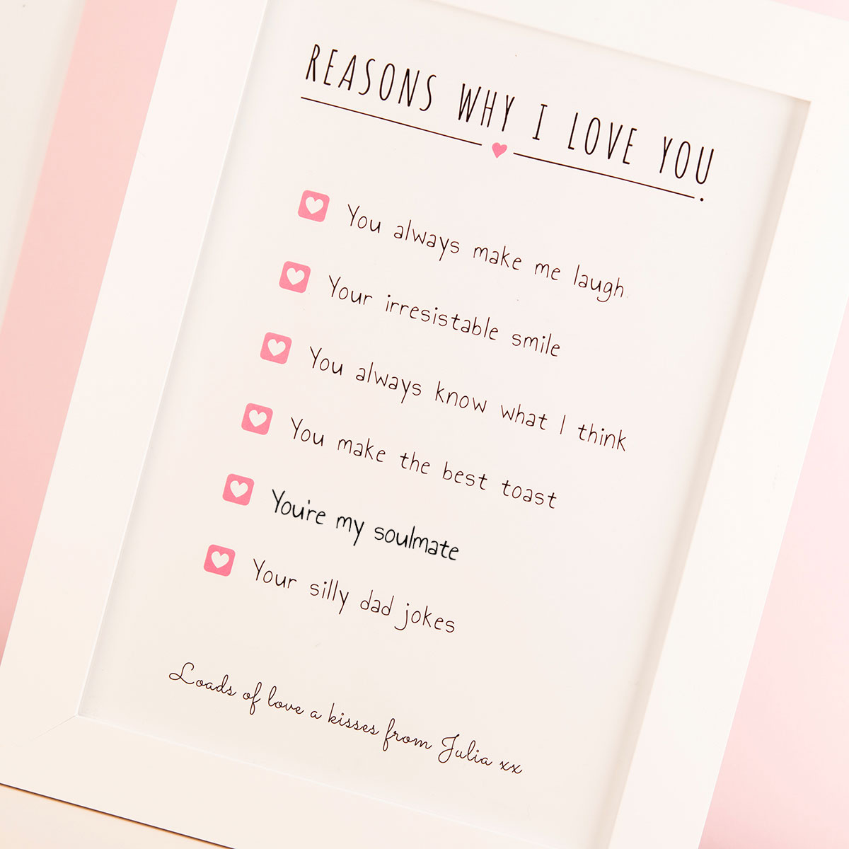 Personalised Framed Print - Reasons Why I Love You