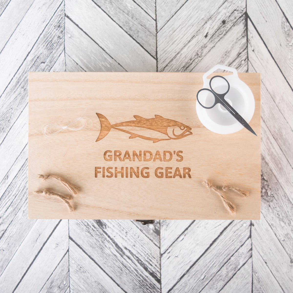 Personalised Wooden Box - Fishing Gear