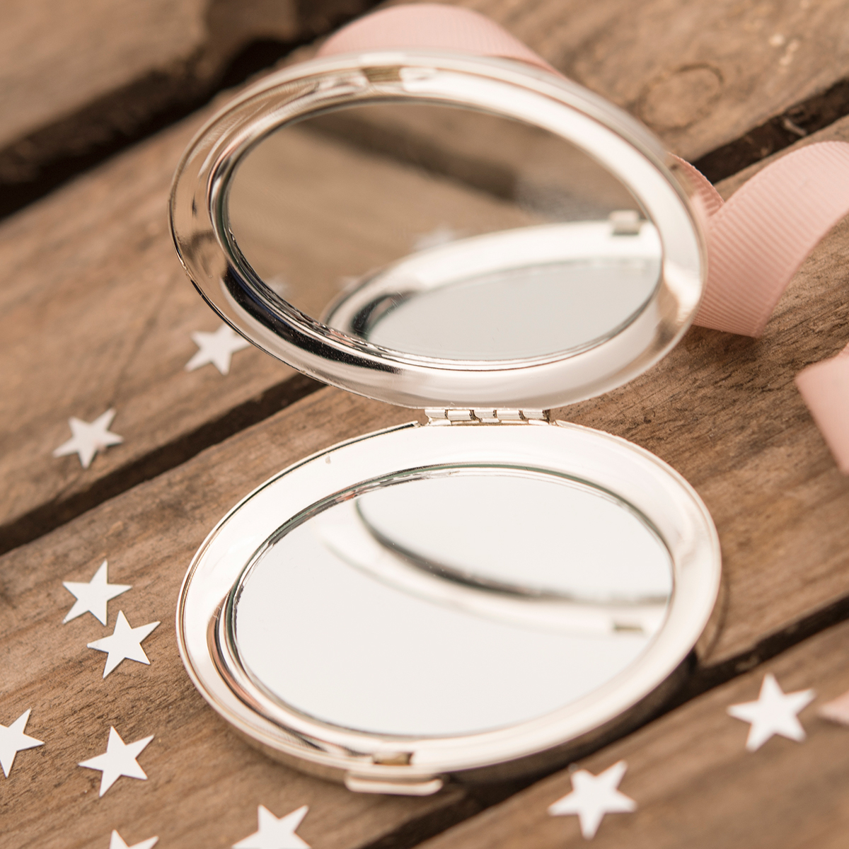 Engraved Silver Oval Compact Mirror -16 Years Of Fabulous