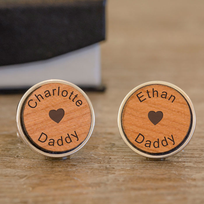 Personalised Loves Daddy Wooden Cufflinks