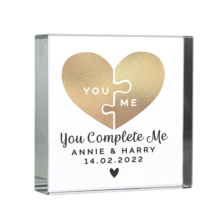 Personalised 'You Complete Me' Crystal Token - Exclusive