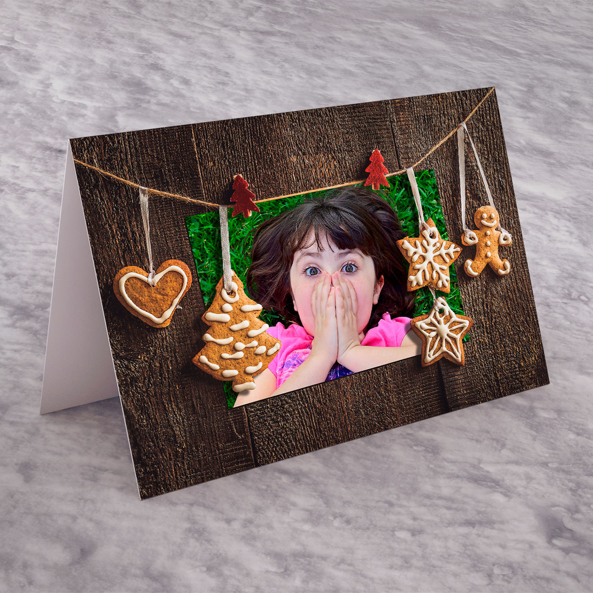 Photo Upload Card - Christmas Cookies On A Line