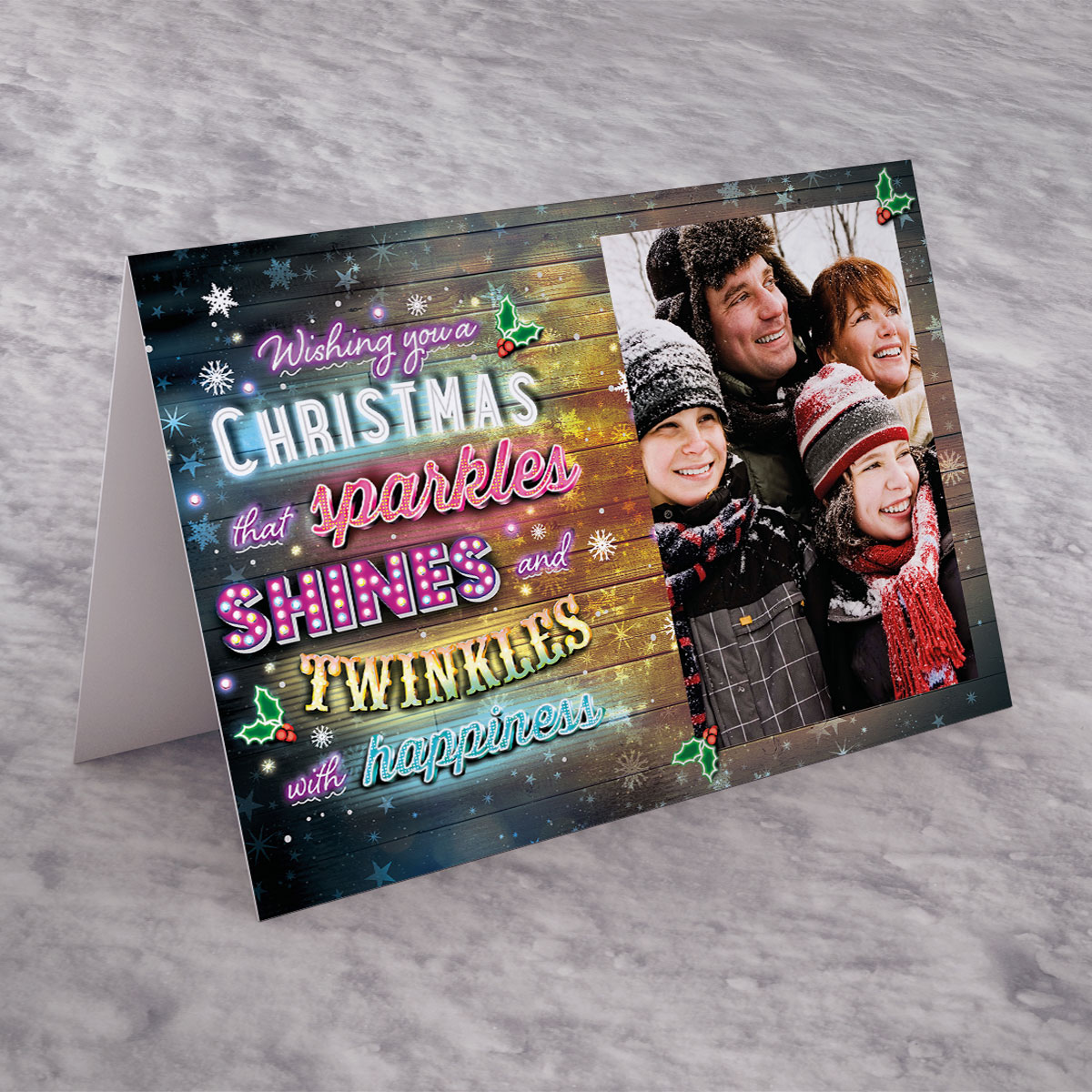 Photo Upload Christmas Card - Sparkle, Shine And Twinkles