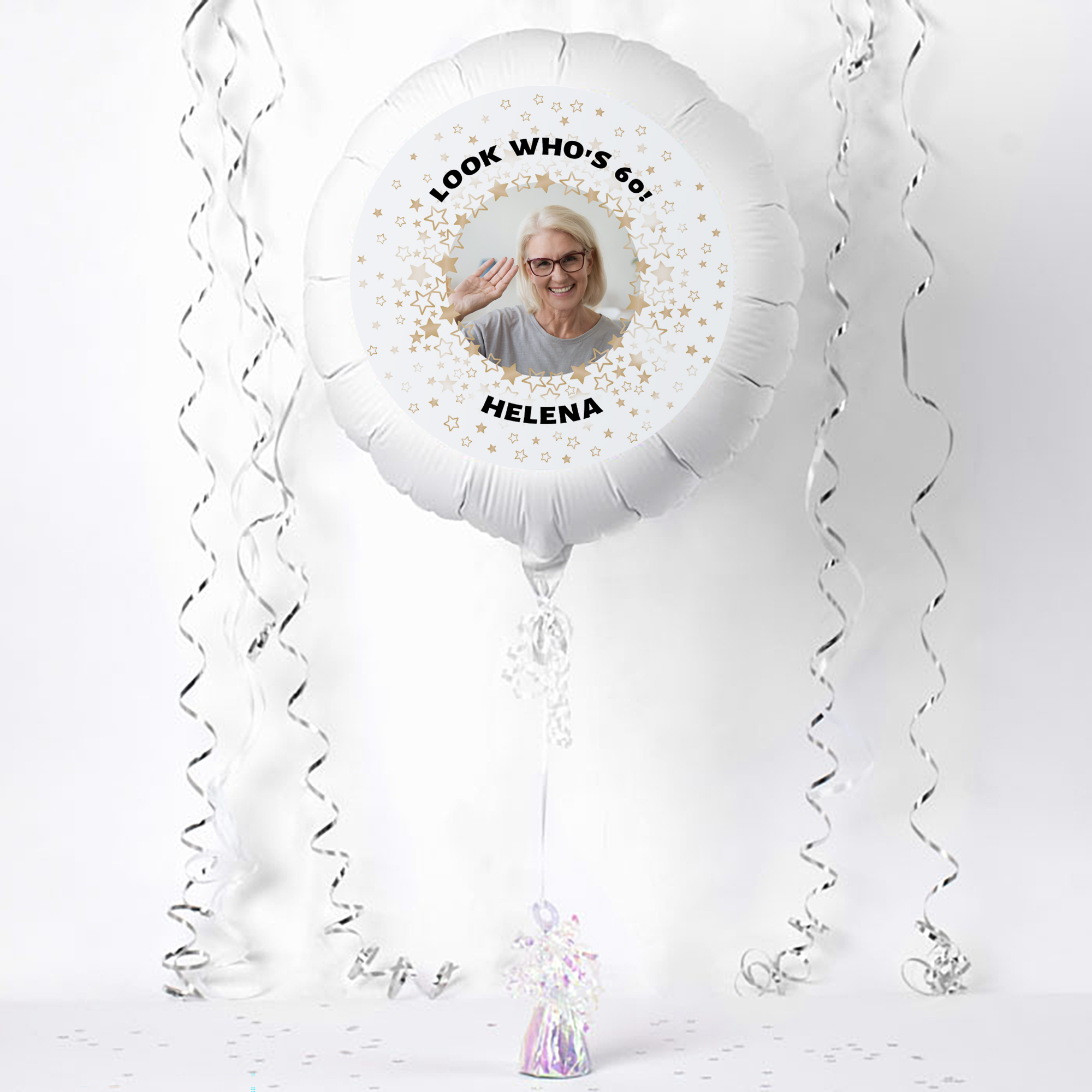 Personalised Photo Upload Large Helium Balloon - Gold Star, Any Message
