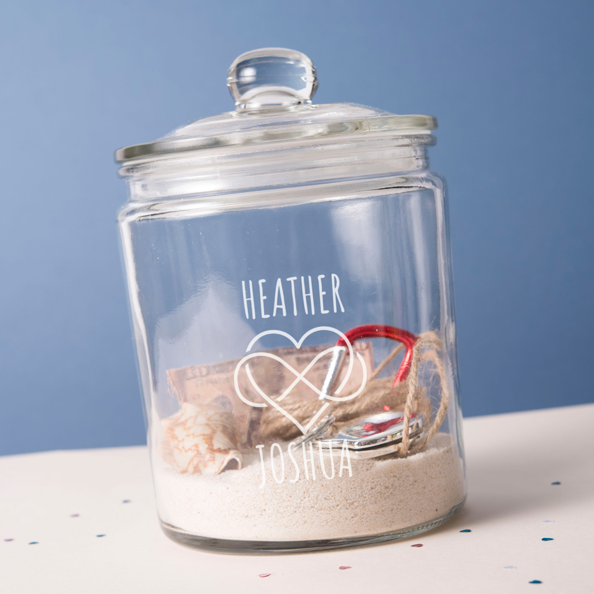 Personalised Glass Memory Jar - Infinity Heart