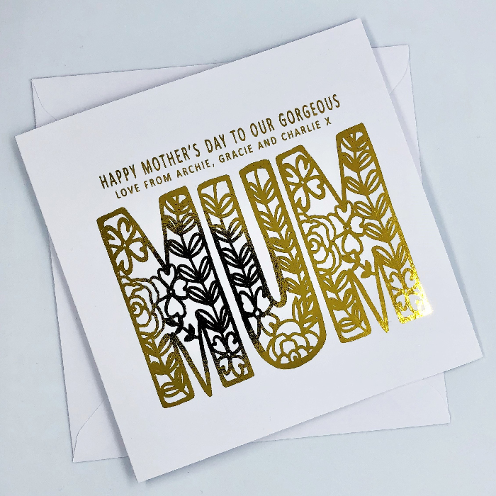 Personalised Gold Foil Mother's Day Card - Floral Mum