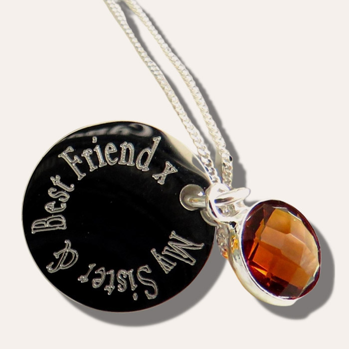 Personalised Edge Birthstone Necklace - Message