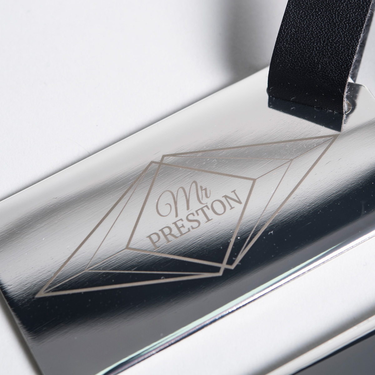 Personalised Stainless Steel Luggage Tags - Geometric Diamonds Mr & Mrs