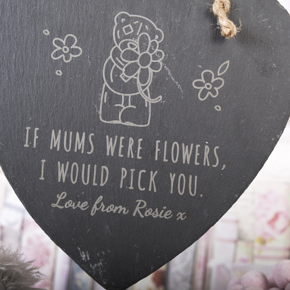 Personalised Medium Me to You Hanging Heart Slate - If Mums Were Flowers