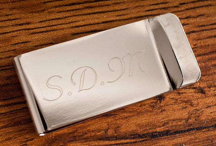 Silver Plated Engraved Money Clip