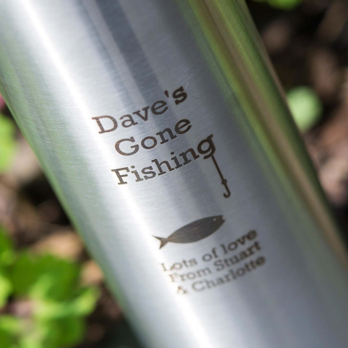 Engraved Stainless Steel Vacuum Flask - Gone Fishing
