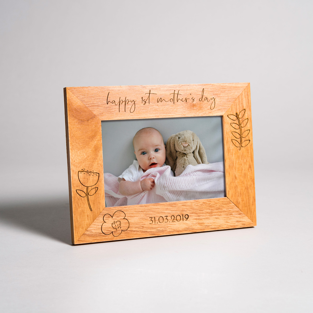 Personalised Wooden Photo Frame - Happy 1st Mother's Day