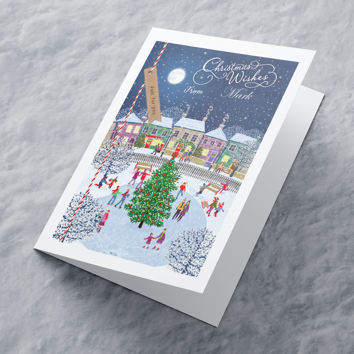 Personalised Christmas Card - Ice Skating Scene
