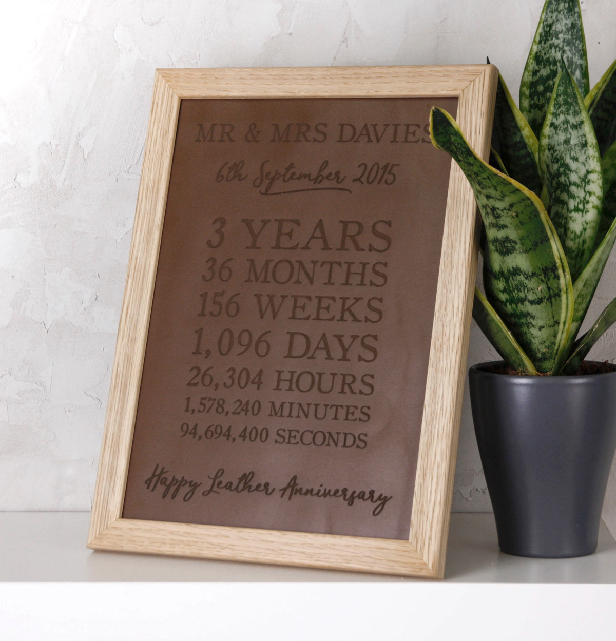 Personalised Time Print - Leather 3rd Anniversary