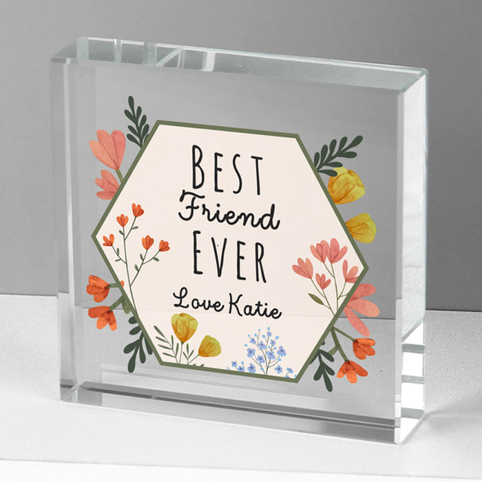 Personalised Bright Floral Large Crystal Token - Exclusive