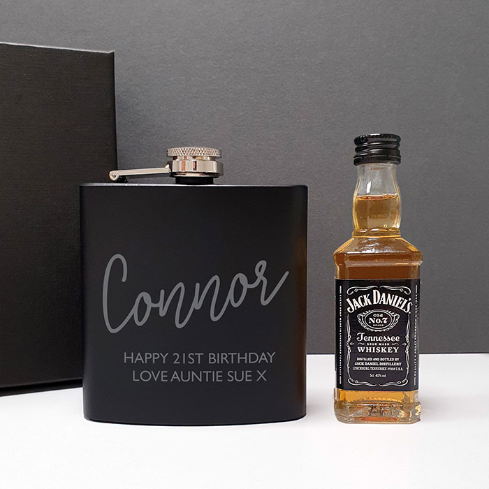 Personalised Hipflask and Whisky Set