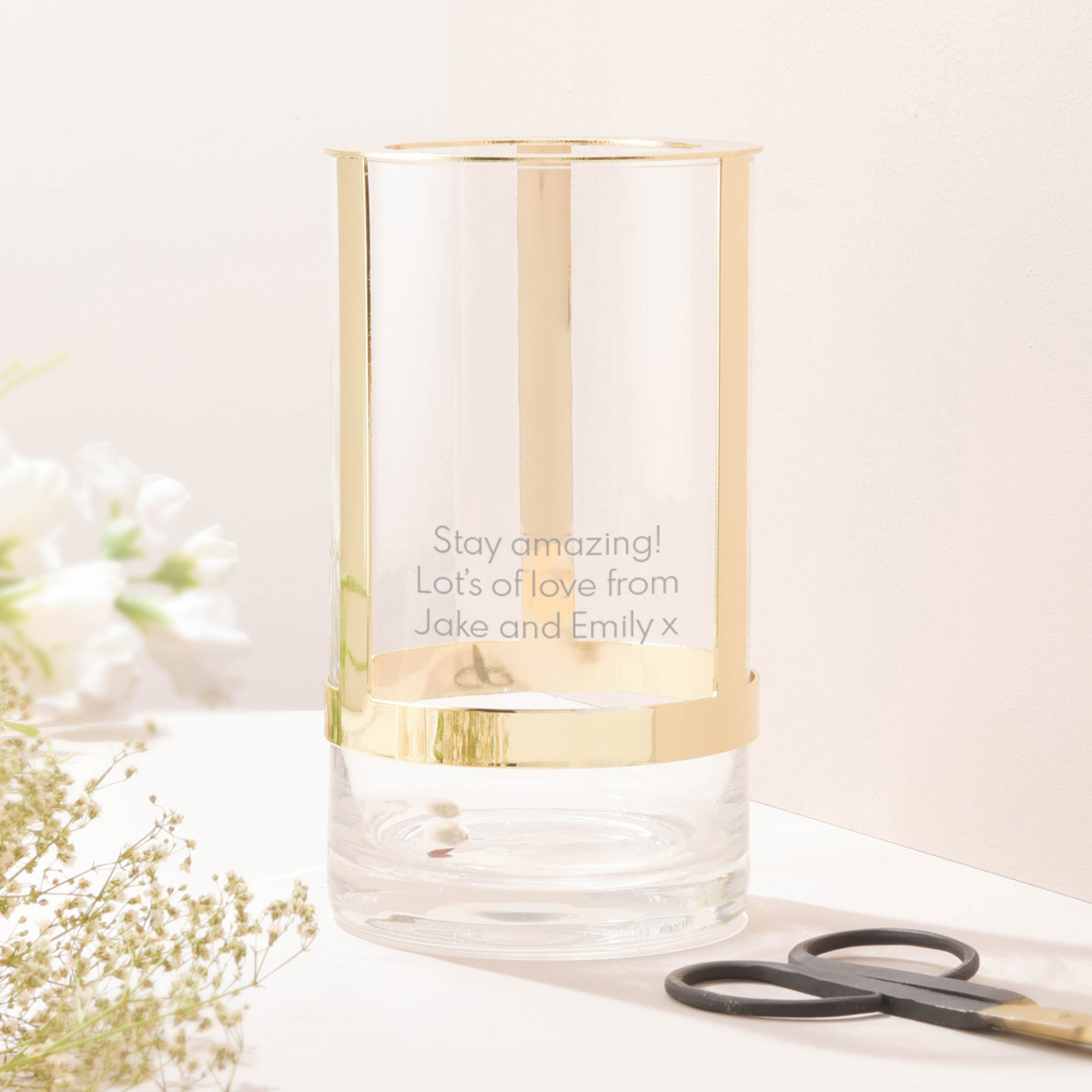 Personalised Gold Frame Vase - Message