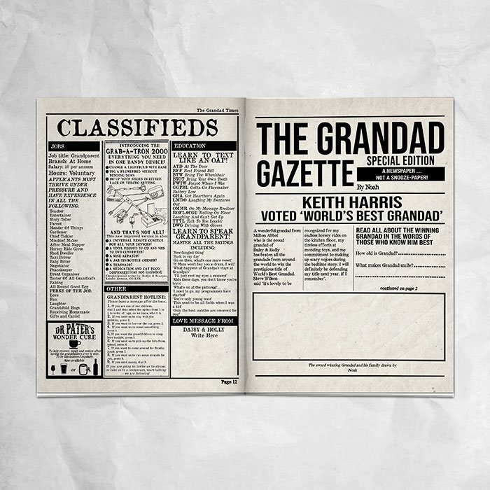 Personalised Newspaper - The Grandad Times