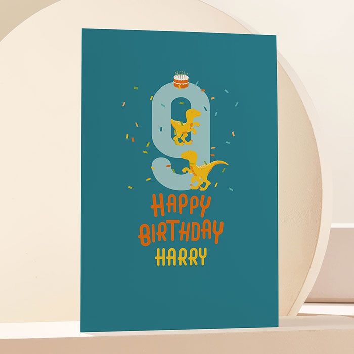 Personalised Birthday Card - Dino Nine