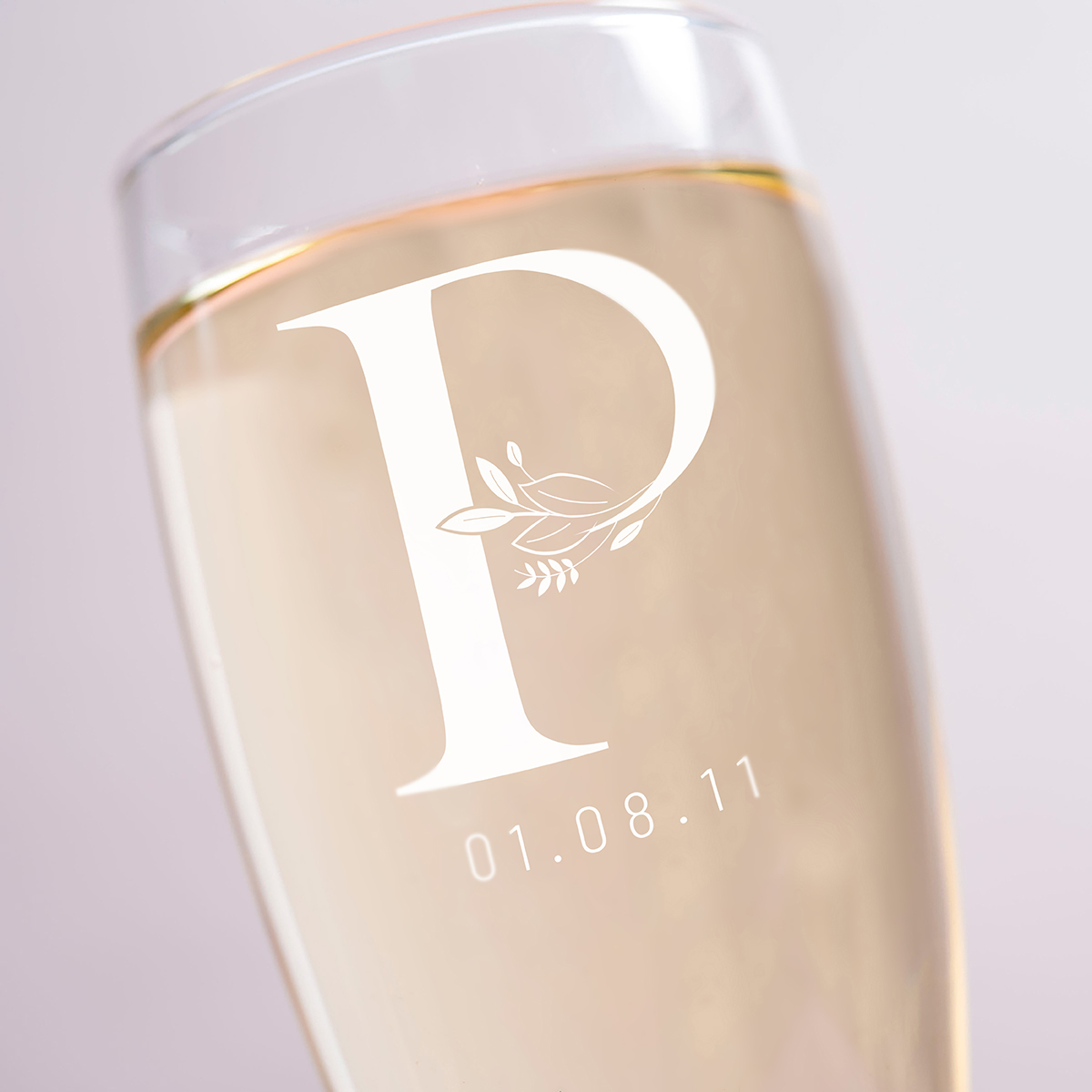 Personalised Champagne Flutes - Floral Initials