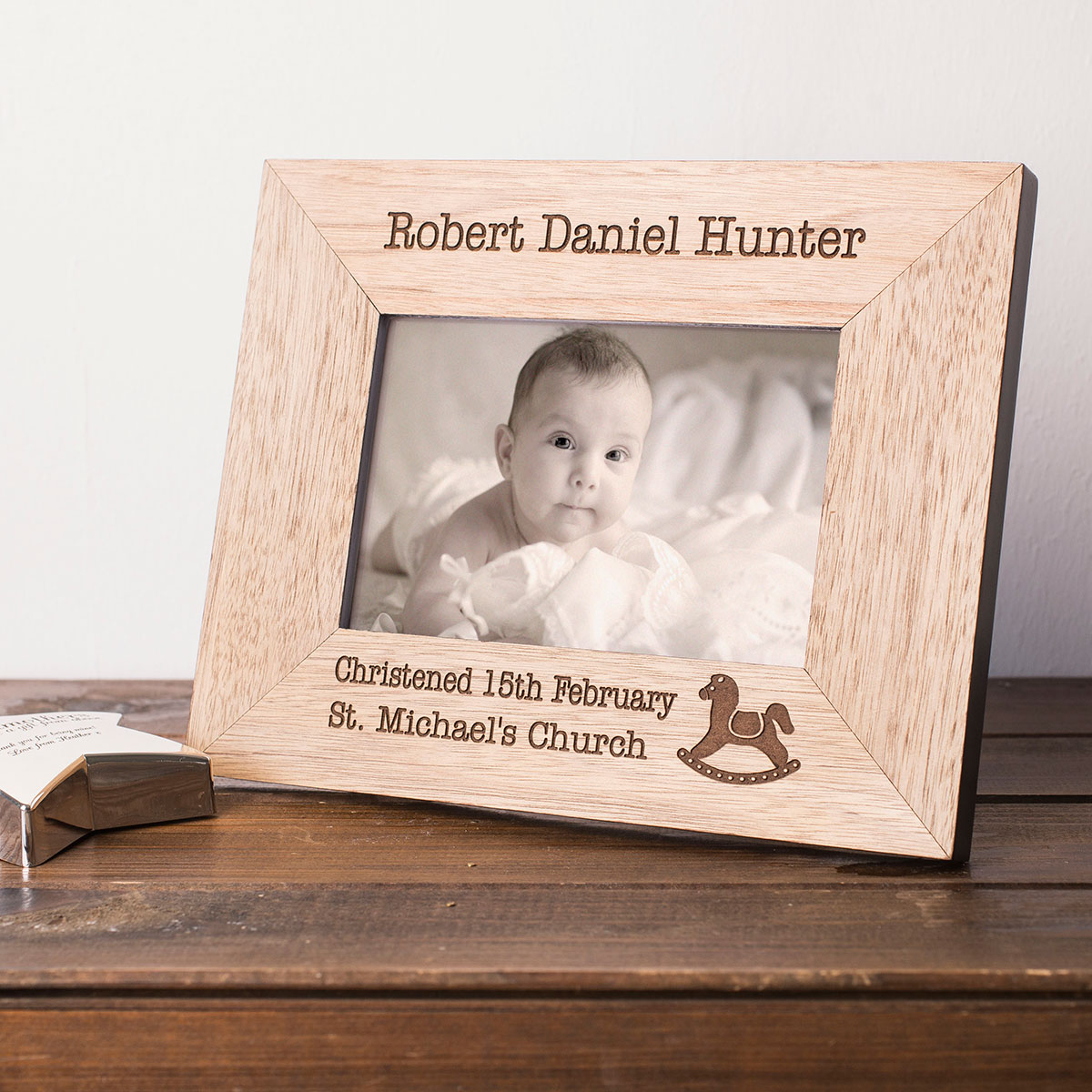 Engraved Wooden Photo Frame - Christening Day