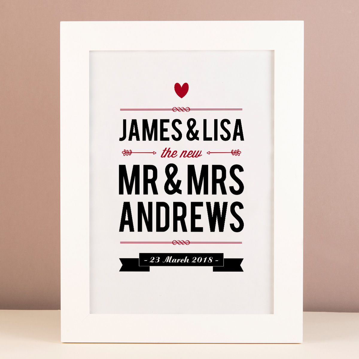 Personalised Framed Print - The New Mr & Mrs