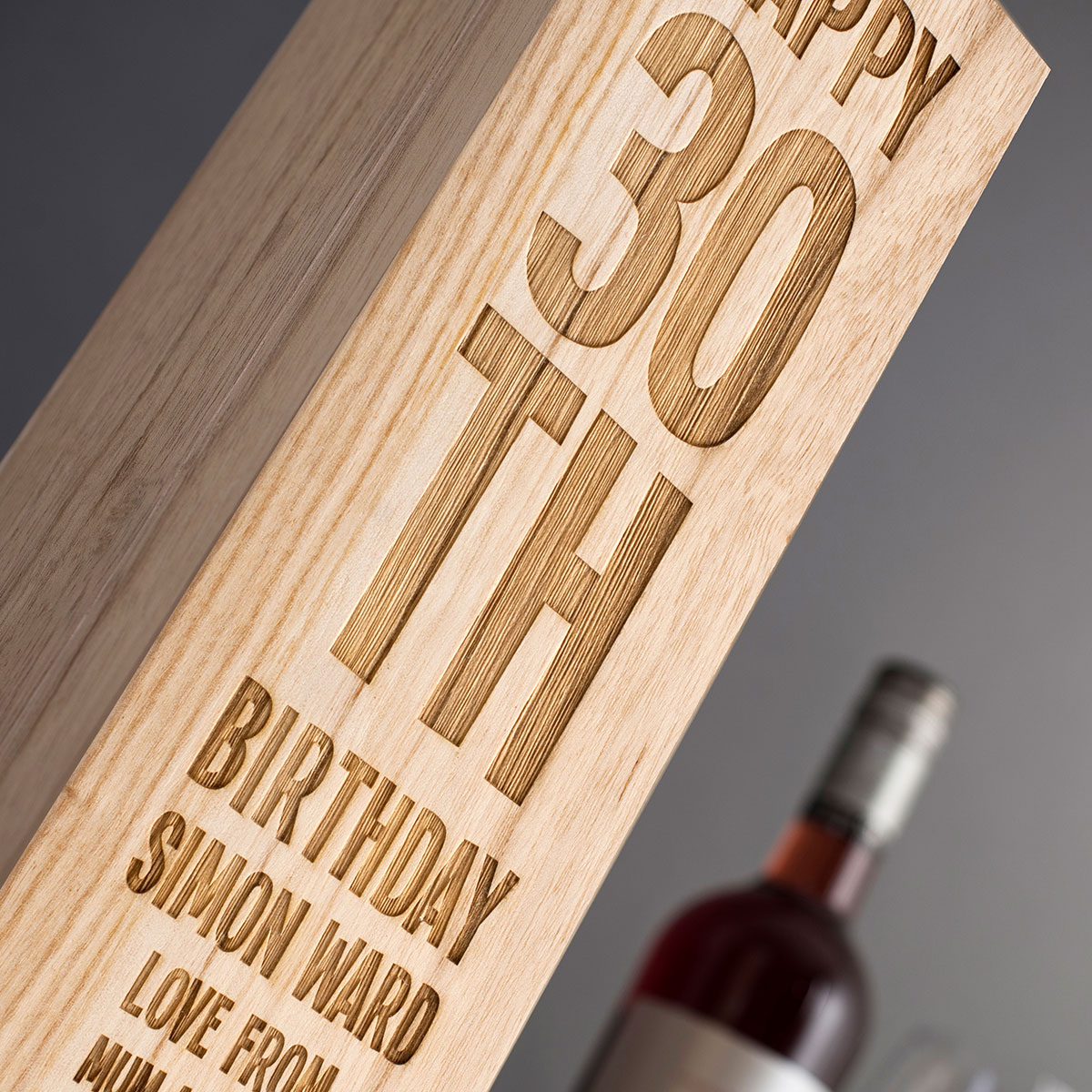 Personalised Luxury Wooden Wine Box - 30th Birthday
