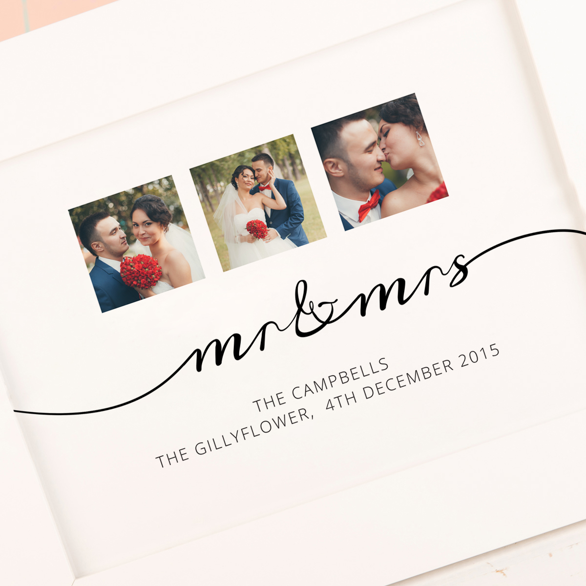 Multi Photo Upload Framed Print - Mr & Mrs