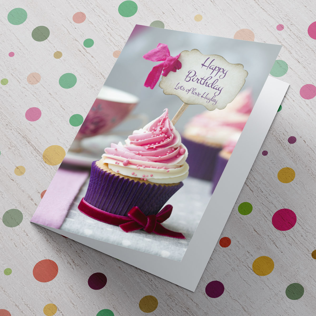 Personalised Card - Pink Cupcake Sign