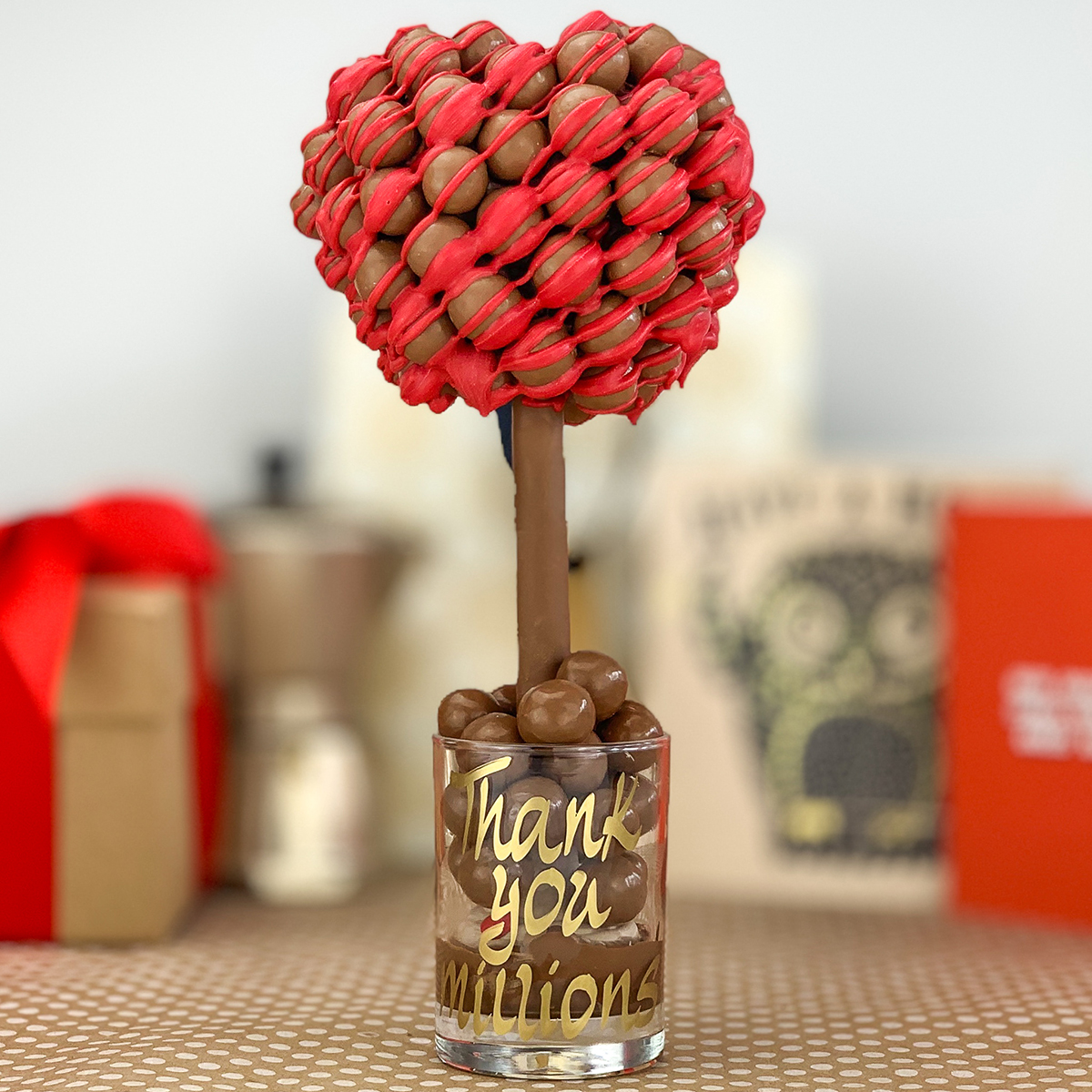 Personalised Sweet Tree - Malteser Heart Red Drizzle