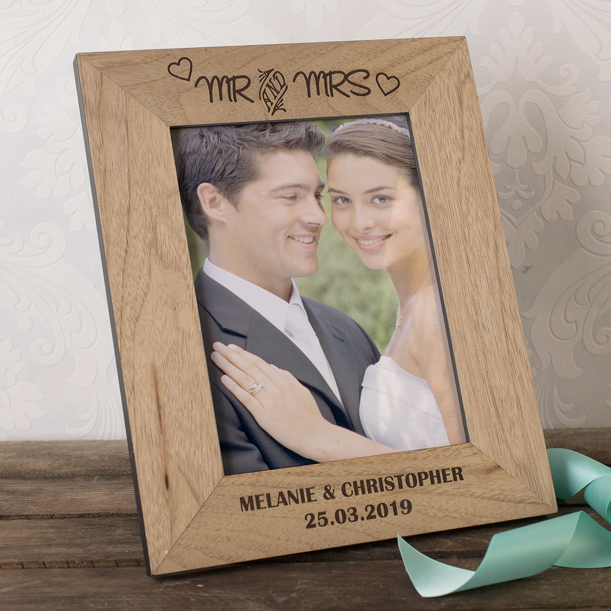 Personalised Wooden Photo Frame - Mr And Mrs