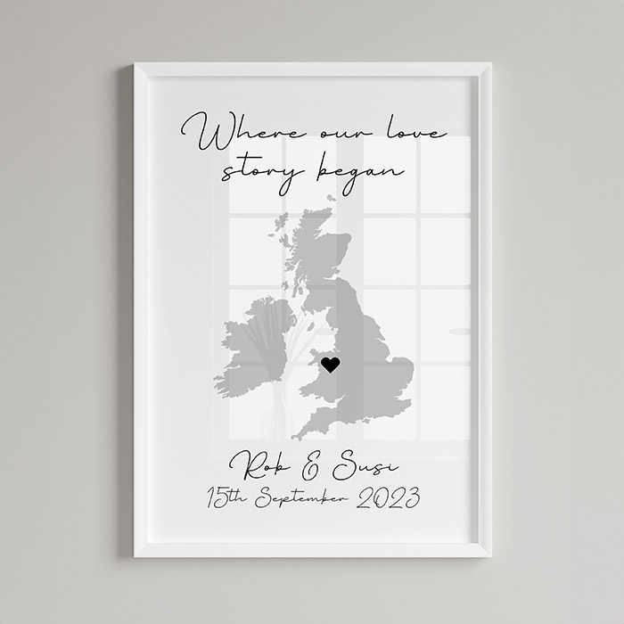 Personalised Couples Map Print