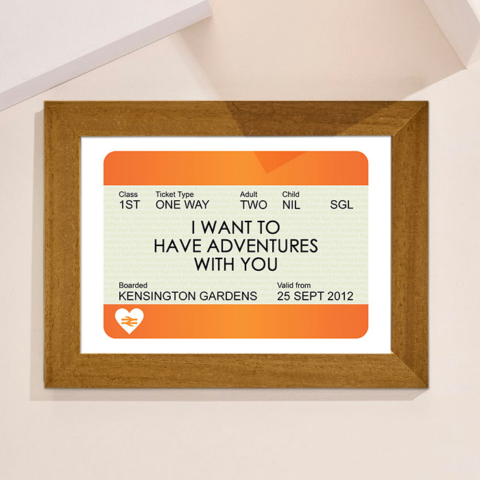 Personalised Framed Print - Train Ticket