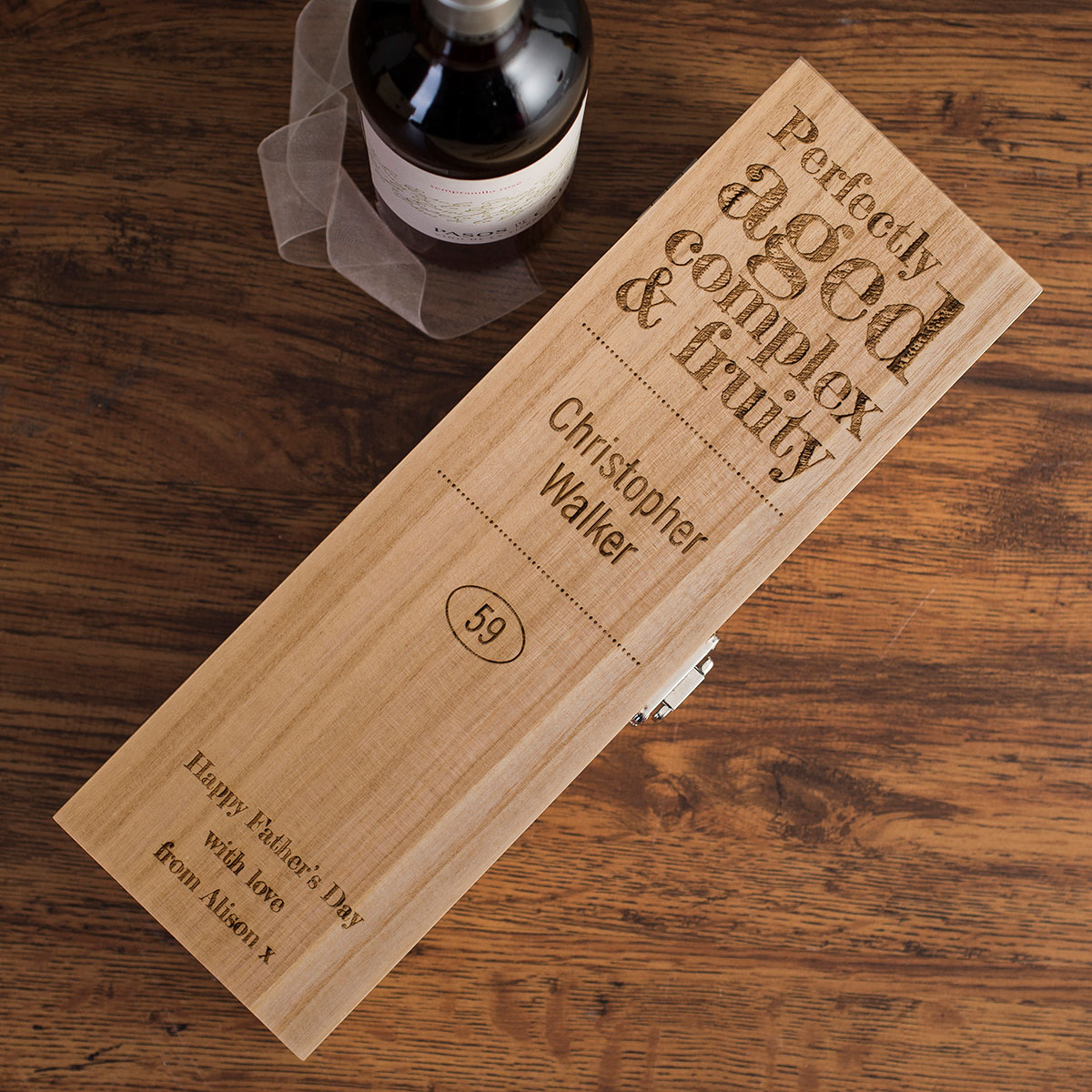 Personalised Luxury Wooden Wine Box - Perfectly Aged