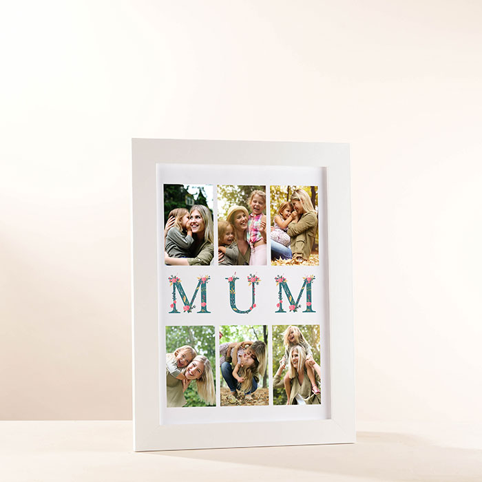 Multi Photo Upload Framed Print - Floral Mum 6 Photos