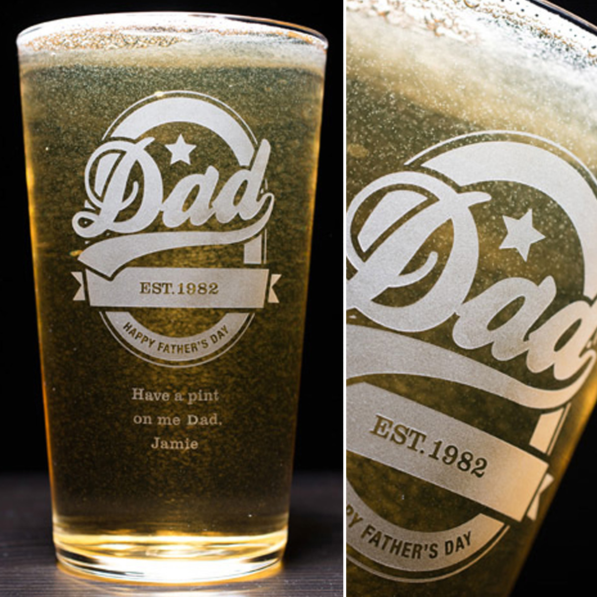 Personalised Pint Glass - Dad Established