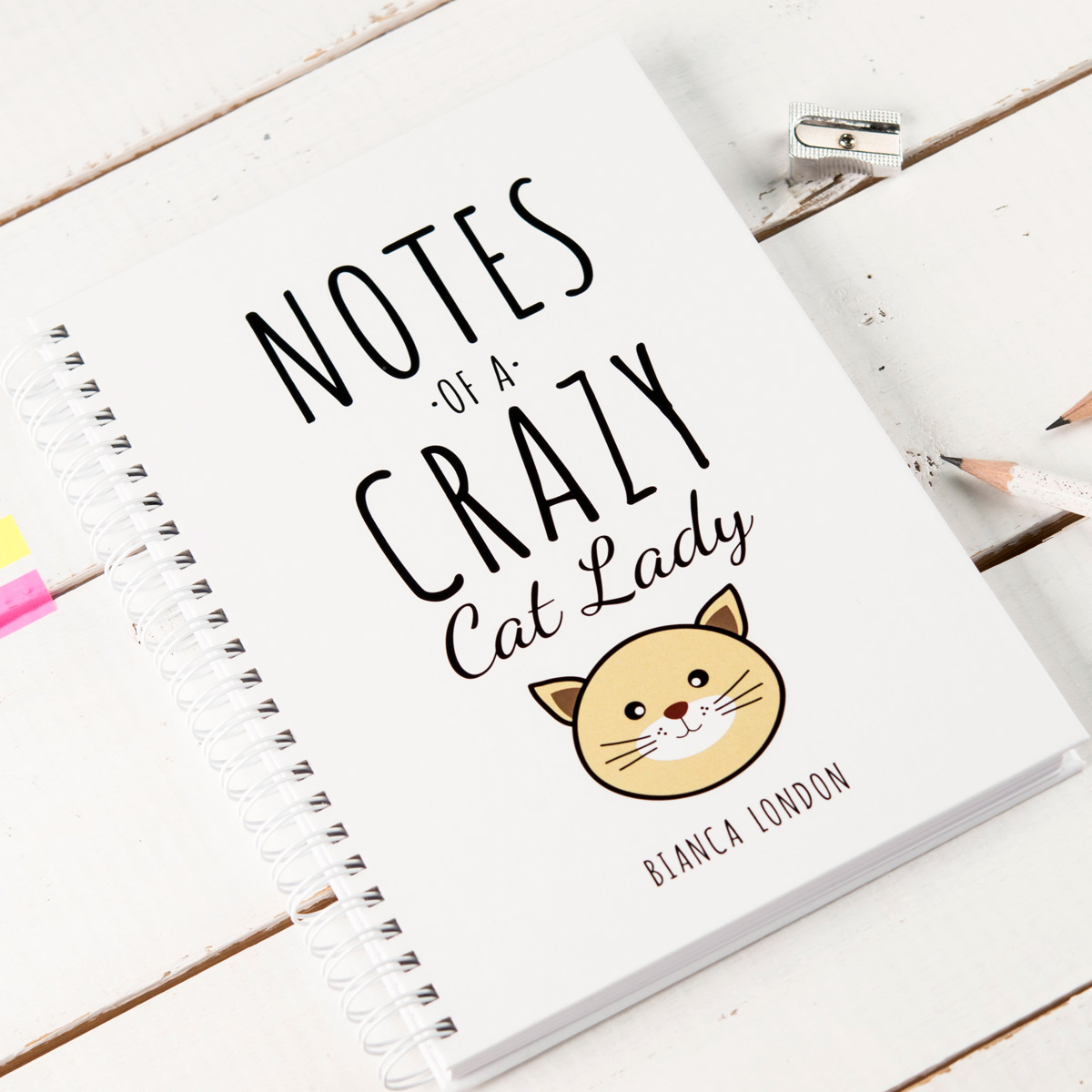 Personalised Notebook - Notes Of A Crazy Cat Lady