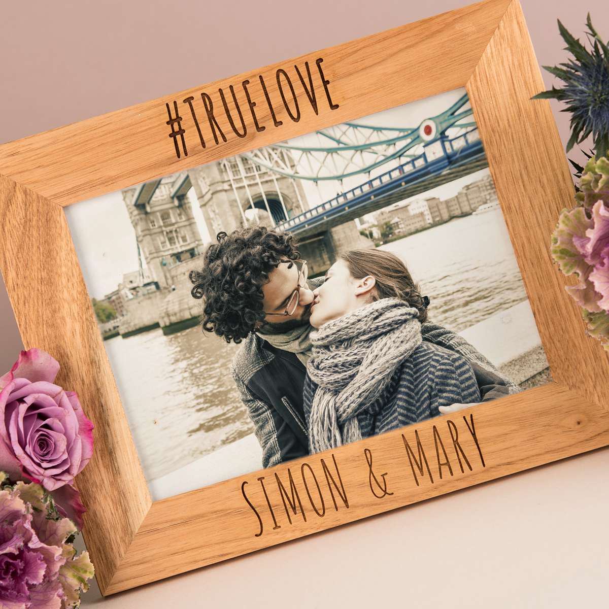 Engraved Wooden Photo Frame - #truelove