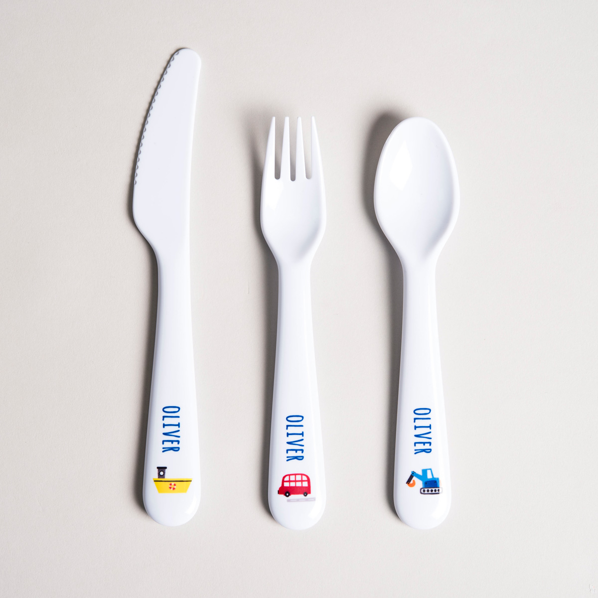 Personalised Children's Cutlery Set - Vehicles