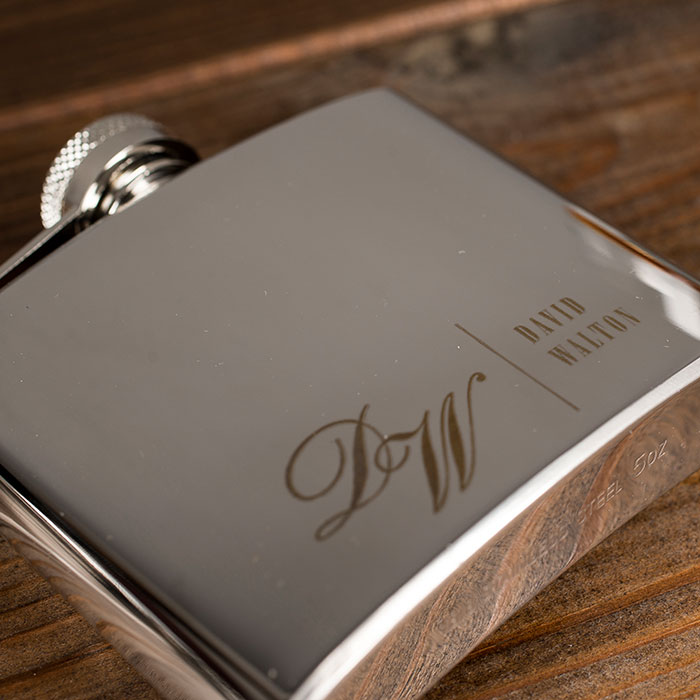 Engraved Stainless Steel Hip Flask - Initials And Name