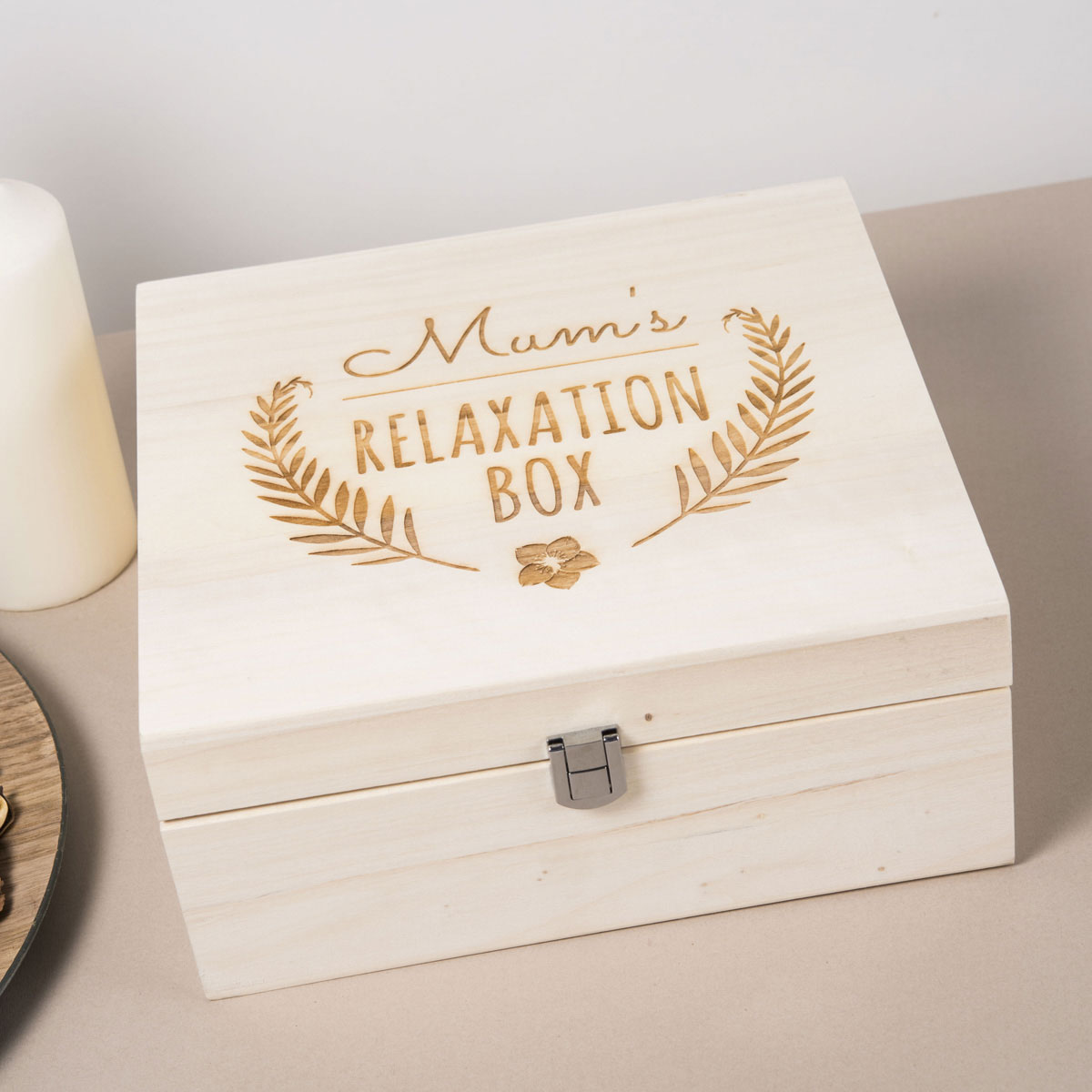 Engraved Wooden Storage Box - Relaxation Box