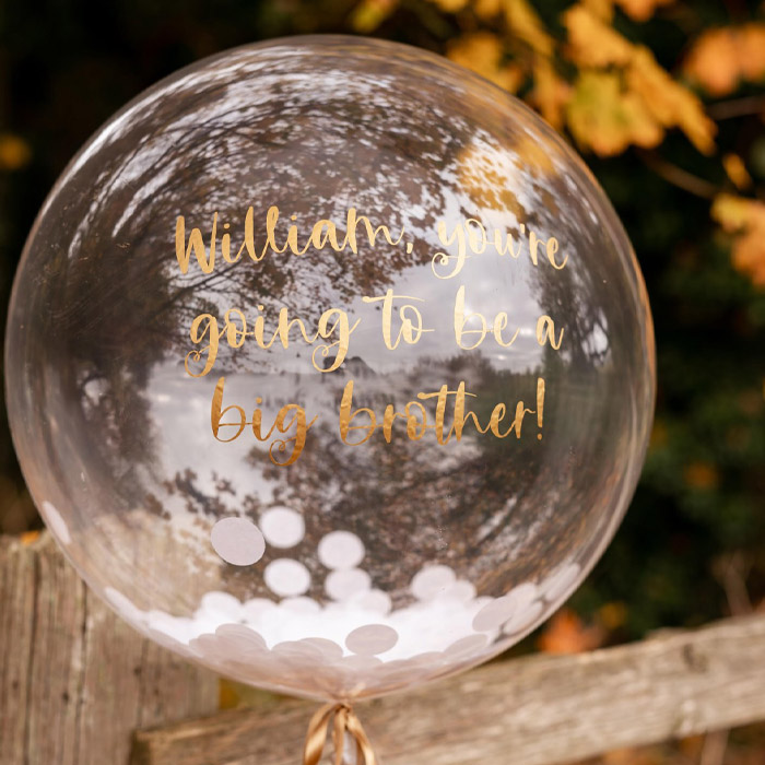 Personalised Gold & Silver Star Confetti Helium Bubblegum Balloon - FREE DELIVERY