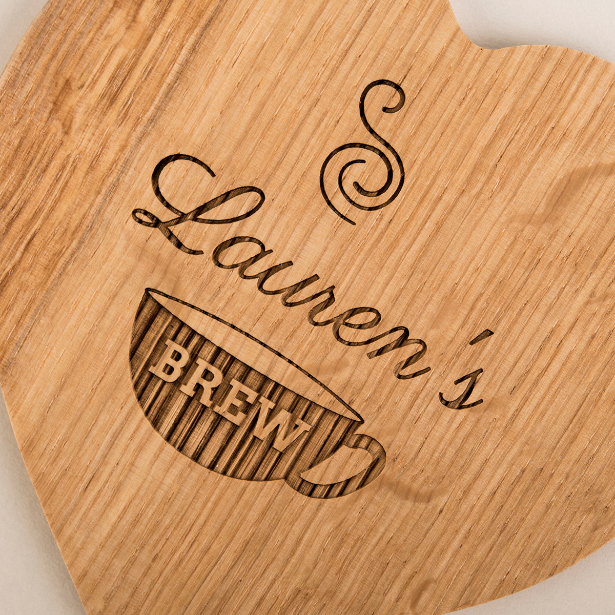Engraved Set Of 2 Wooden Heart Coasters - Hot Brew
