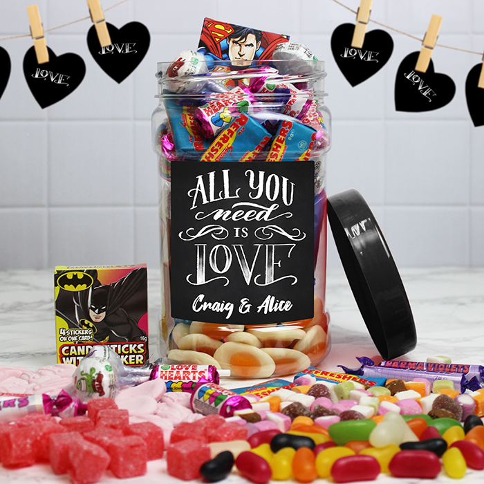 Personalised Retro Sweet Jar - All You Need is Love