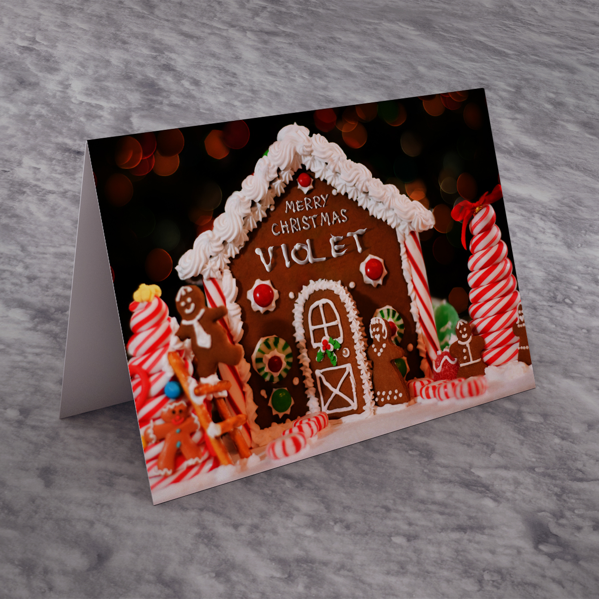 Personalised Christmas Card - Gingerbread House