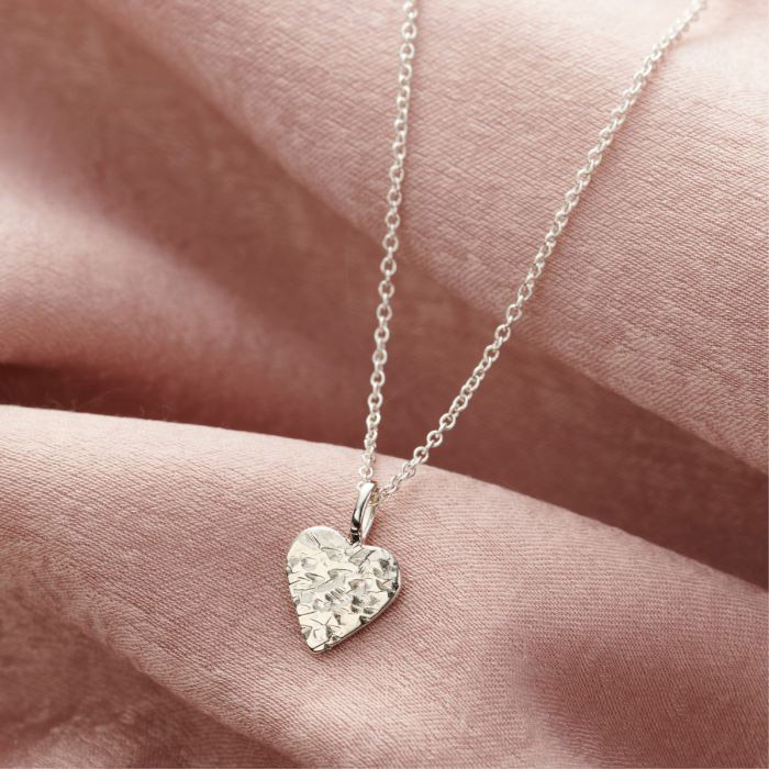 Personalised Textured Heart Charm Necklace