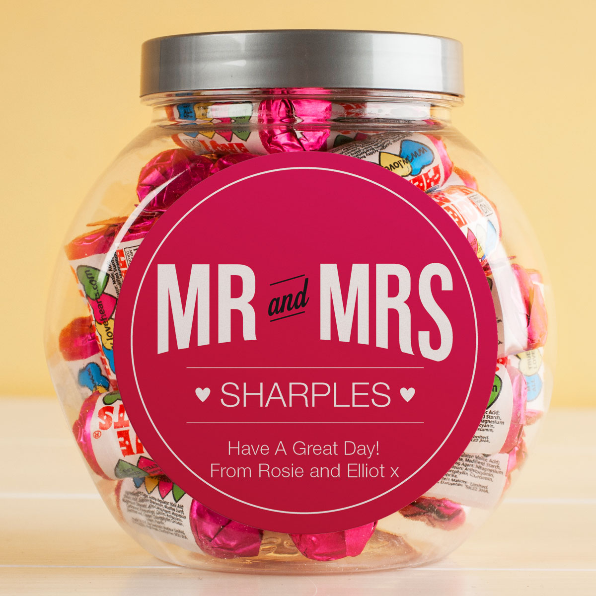 Personalised Love Hearts Jar - Mr and Mrs