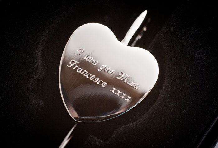 Engraved Silver Heart-Shaped Bookmark