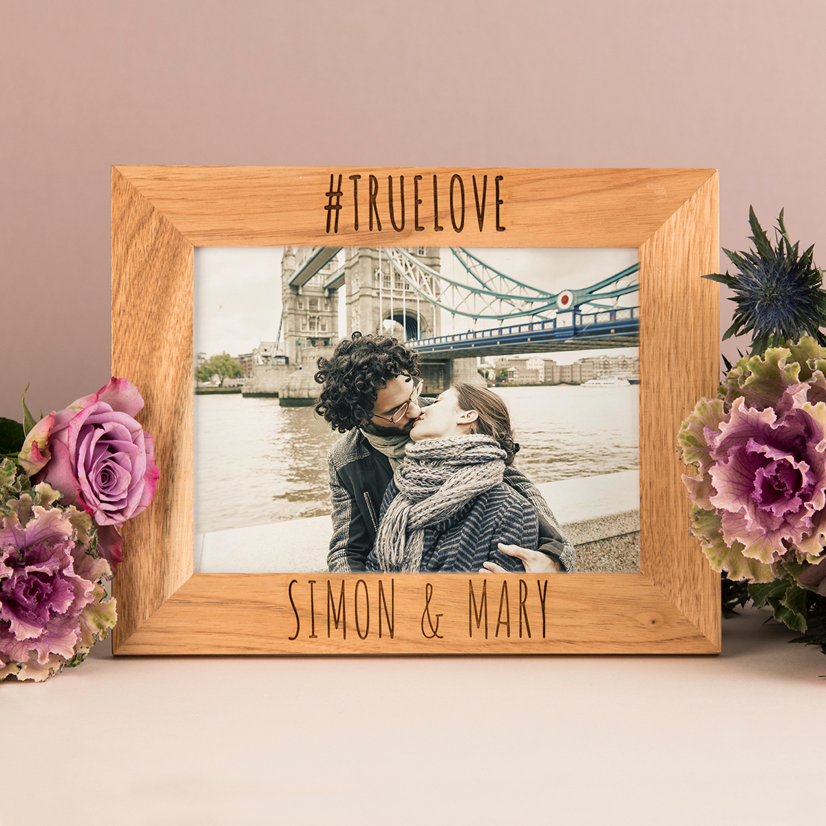 Engraved Wooden Photo Frame - #truelove
