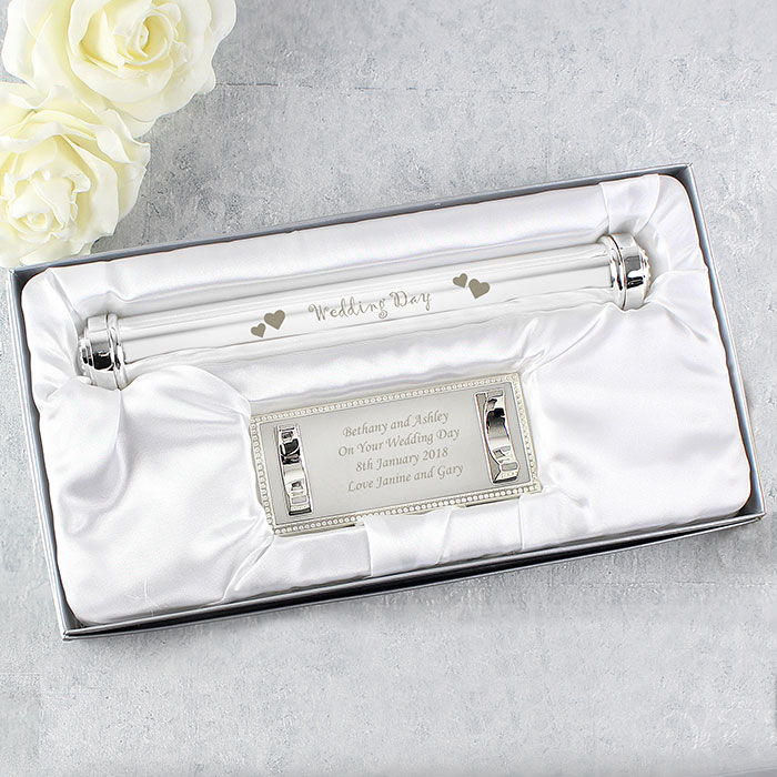 Personalised Silver Plated Certificate Holder - Wedding Day